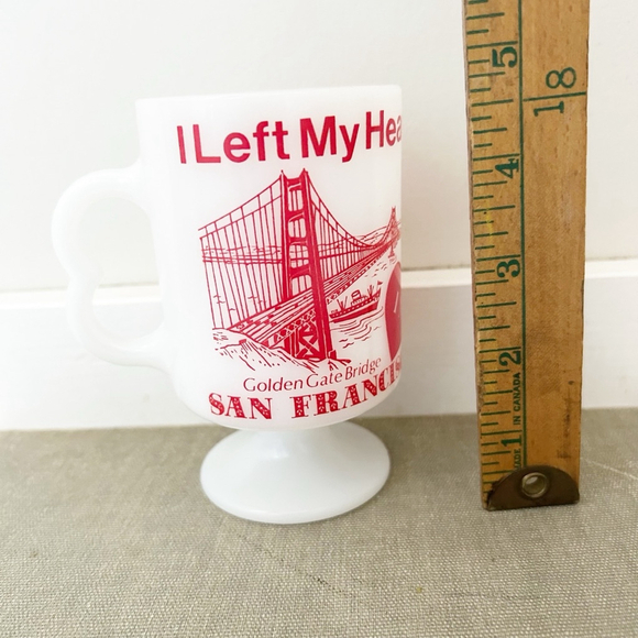 Vintage 60’s Milk Glass Footed White and Red San Francisco Souvenir Coffee Mug - Picture 11 of 12